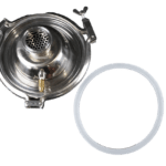 2 Inch Diameter Domed Lid With Built In Screen. and 1/8" NPT Port. Includes 1/8″ Safety Valve, Lid Gasket, and Lid Clamp