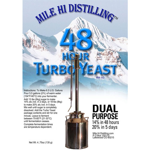 Mile Hi Distilling 48-HOUR TURBO YEAST WITH AG (PACK OF 25)