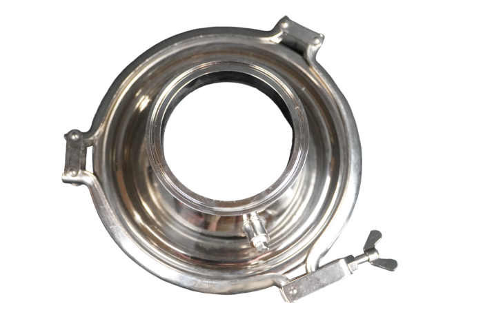 4 Inch Diameter Domed Lid with 1/8" NPT Port. Includes 1/8" Plug, Lid Gasket, and Lid Clamp