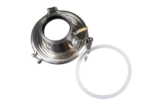 4 Inch Diameter Domed Lid with 1/8" NPT Port. Includes 1/8" Safety Valve, Lid Gasket, and Lid Clamp