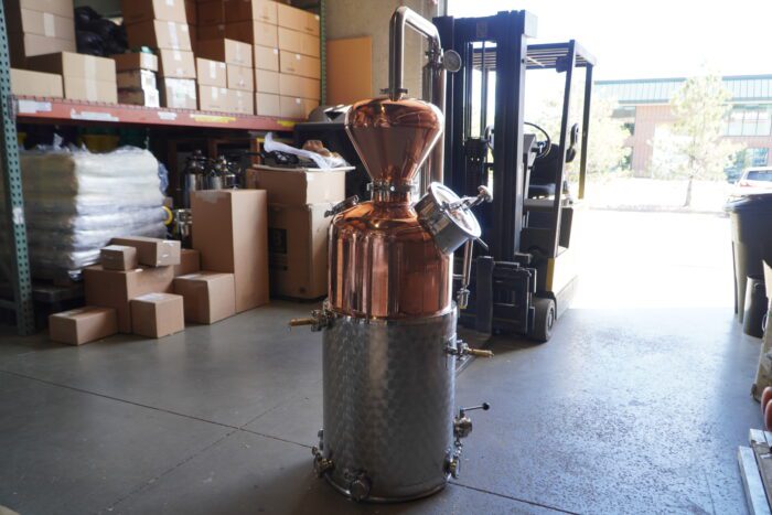 26 Gallon Copper Pot Still with Whiskey/Brandy Helmet and Jacketed Kettle