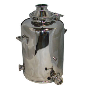 16 Gallon Still Boiler with Dome Lid and Clamp, Butterfly Valve Drain, 2 Inch Filler Neck and Two Tri-Clamp Ports for Heating Elements