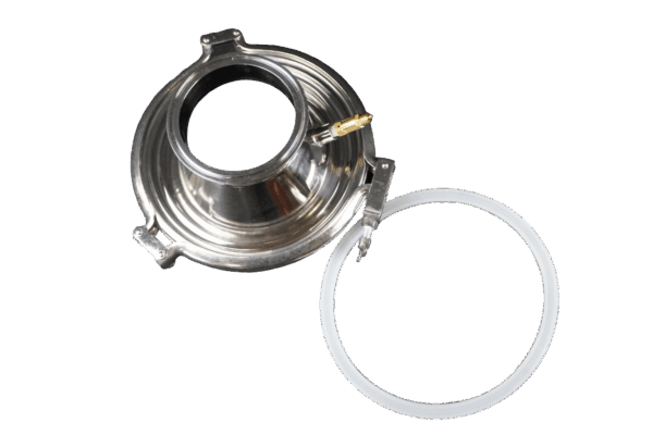 4 Inch Diameter Domed Lid with 1/8" NPT Port. Includes 1/8" Safety Valve, Lid Gasket, and Lid Clamp