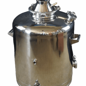 26 Gallon Heavy Duty Milk Can with Dome Lid and Clamp, Butterfly Valve Drain, 2 Inch Filler Neck, and Two Tri-Clamp Ports for Heating Elements