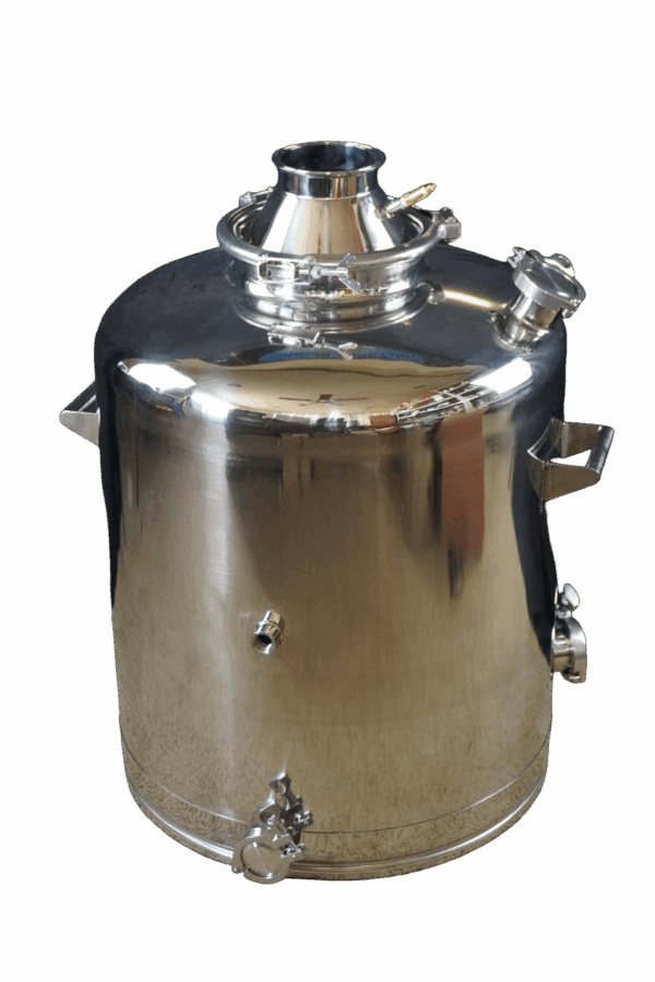 26 Gallon Heavy Duty Milk Can with Dome Lid and Clamp, Butterfly Valve Drain, 2 Inch Filler Neck, and Two Tri-Clamp Ports for Heating Elements