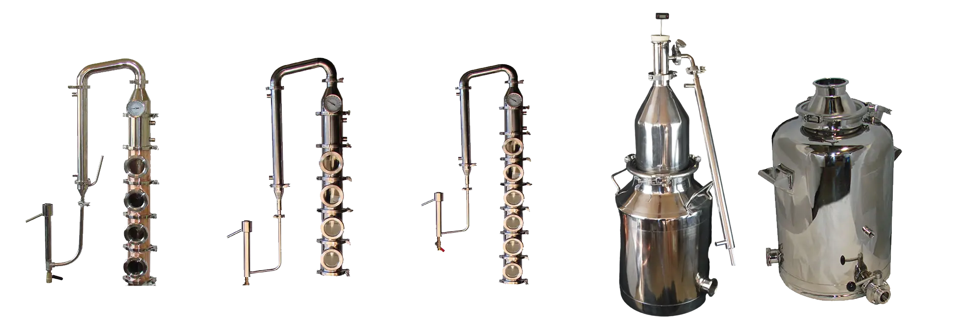 Moonshine stills for sale including copper and stainless distilling equipment