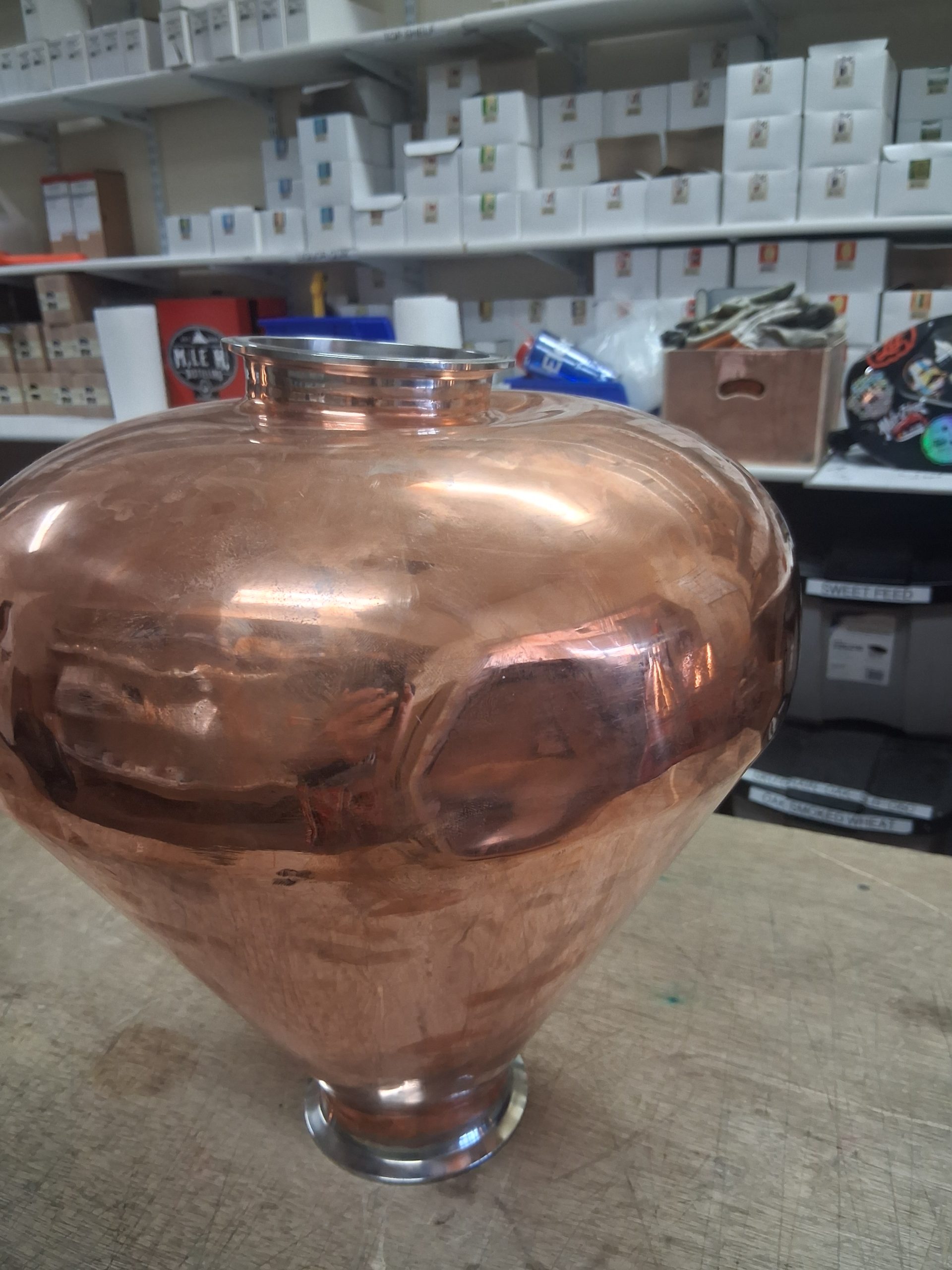 Copper Whiskey or Brandy Helmet (4" x 4" Tri-Clamp Ends) Scratch And Dent